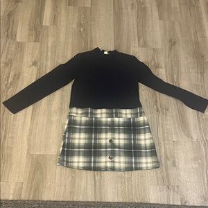 Knitworks Black and Plaid Kids Casual Dress